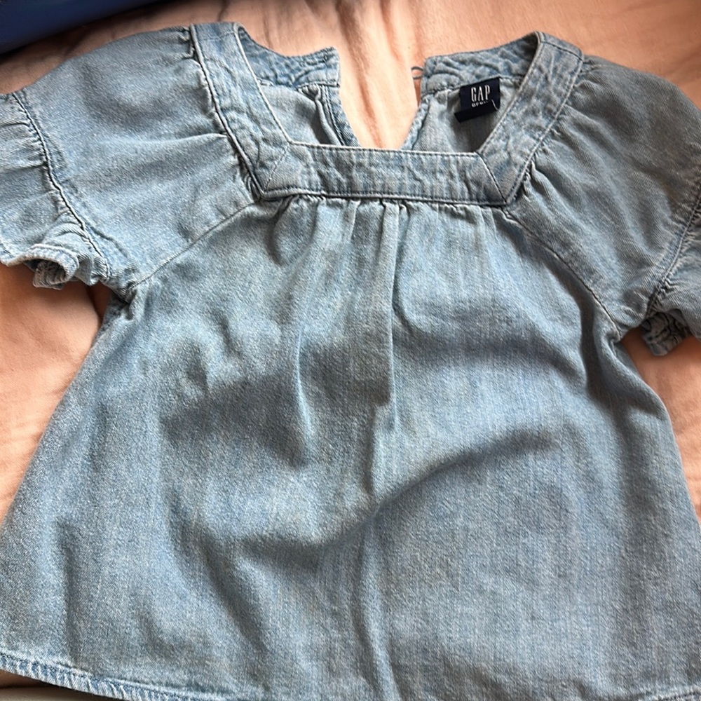 LIKE NEW Gap Girls Jean Ruffle Shirt Size 3